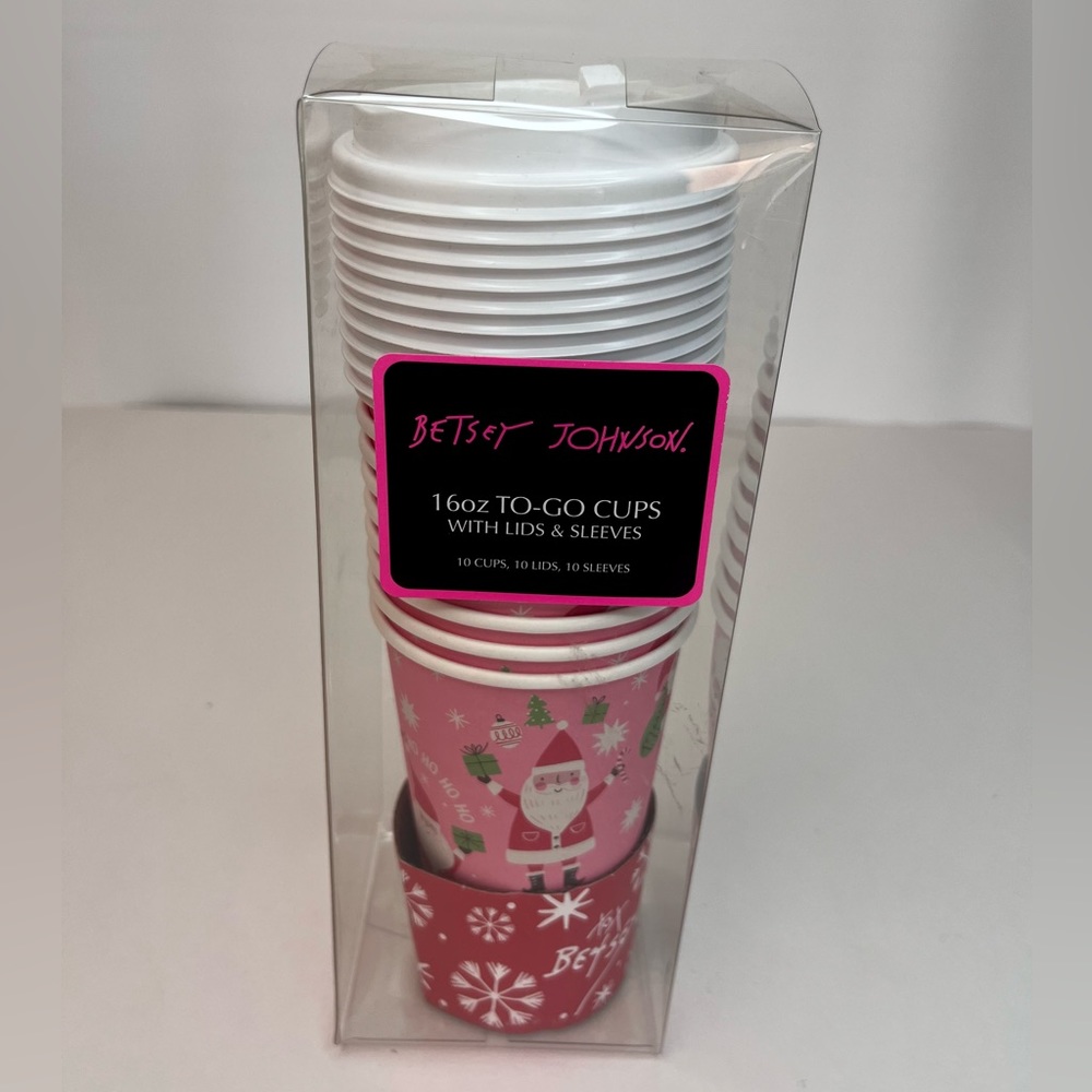 BETSEY JOHNSON - CHRISTMAS 16 oz TRAVEL COFFEE CUPS 10 Ct